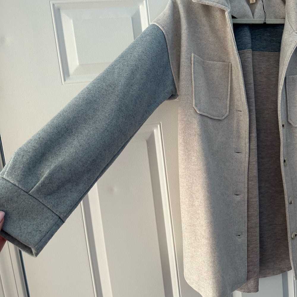 Color Block Shacket/Button Down - Picture 2 of 3